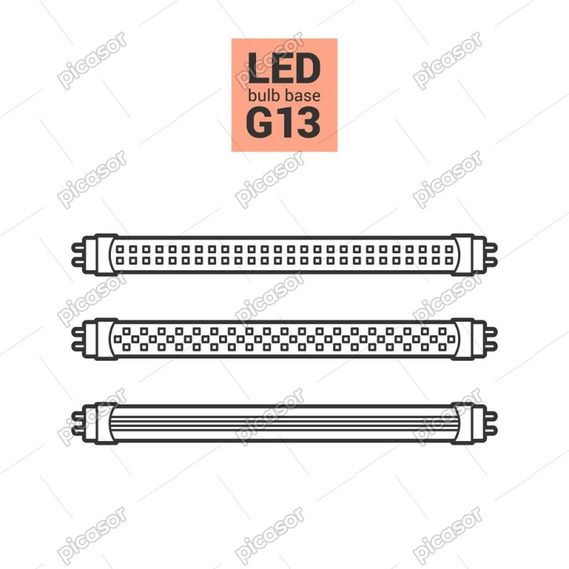 3 وکتور آیکون لامپ مهتابی ال ای دی - وکتور مهتابی LED