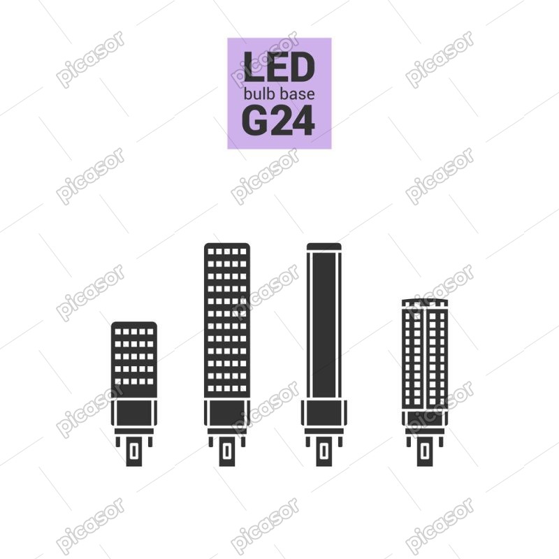 4 وکتور آیکون لامپ ال ای دی - وکتور LED