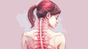 وکتور دختر از پشت سر با ستون فقرات - وکتور تصویرسازی آناتومی اسکلت و استخوان