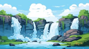وکتور آبشار وکتور طبیعت کوهستان - وکتور پس زمینه آبشار وکتور طبیعت کوهستان