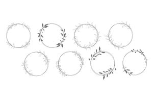 8 وکتور قاب با برگ و شاخه - وکتور حلقه برگهای خطی و برگ مینیمال