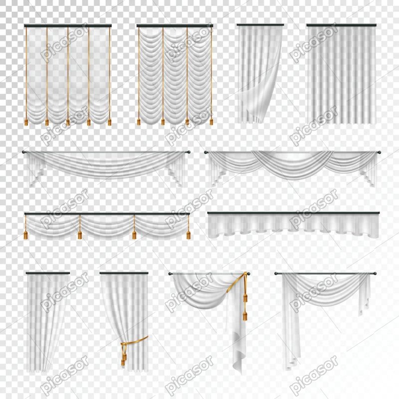 12 وکتور پرده لوکس سفید - وکتور پرده شفاف