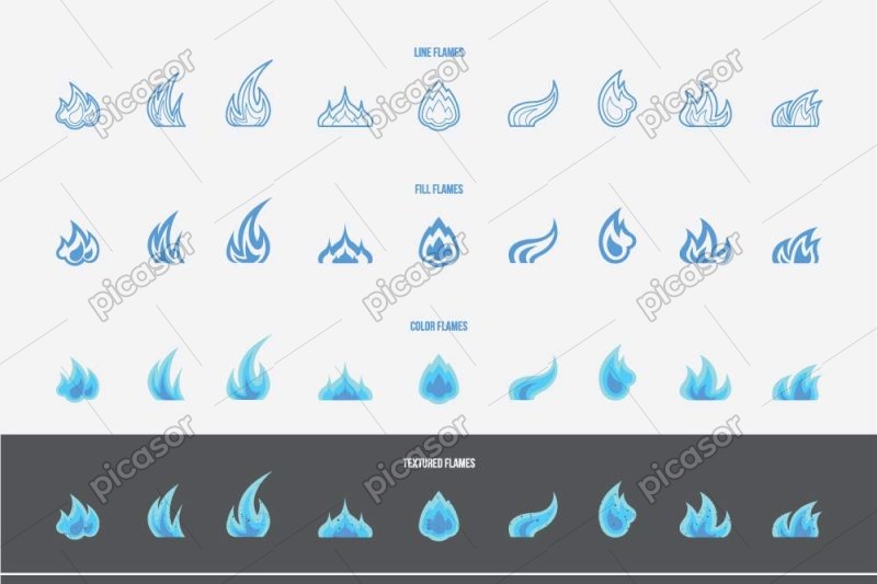 27 وکتور آیکون شعله گاز آیکون آتش